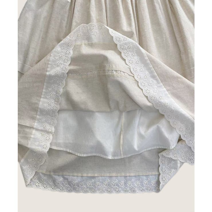 レース付き麻混ロングスカート | aimoha  | 詳細画像3 