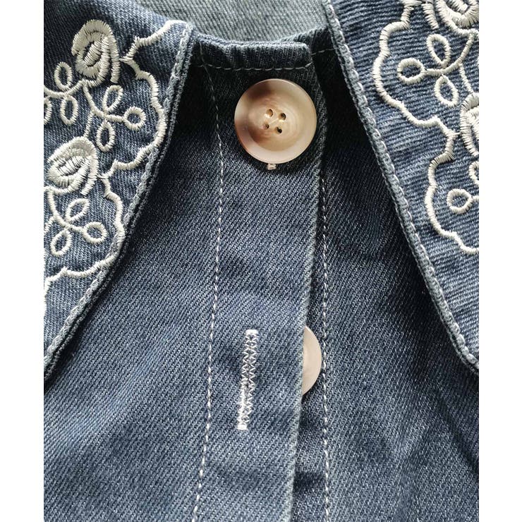 刺繍襟付きデニム風ブラウス | aimoha  | 詳細画像5 
