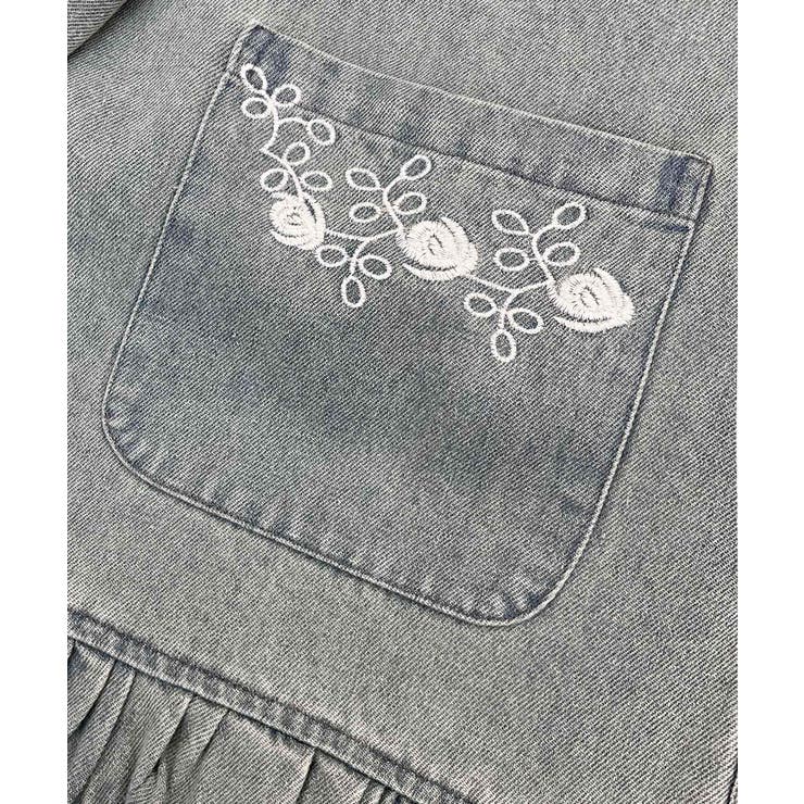 刺繍襟付きデニム風ブラウス[品番：XT000012676]｜aimoha