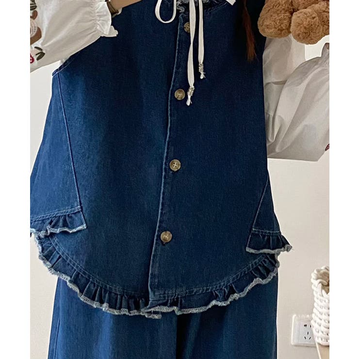 フリルデニムベスト | aimoha  | 詳細画像10 