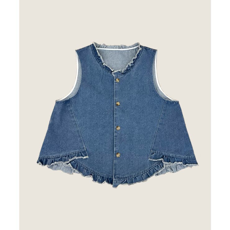 フリルデニムベスト | aimoha  | 詳細画像2 