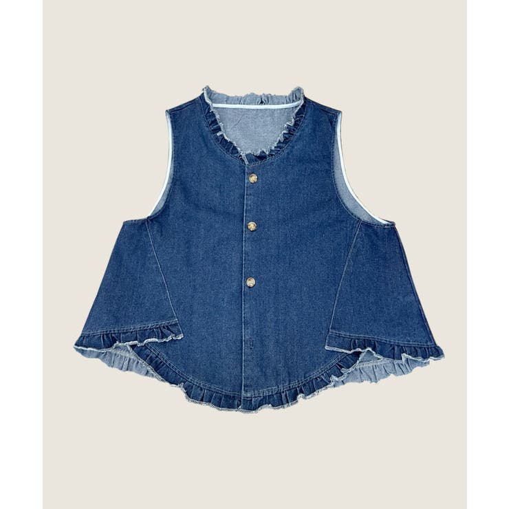 フリルデニムベスト | aimoha  | 詳細画像3 