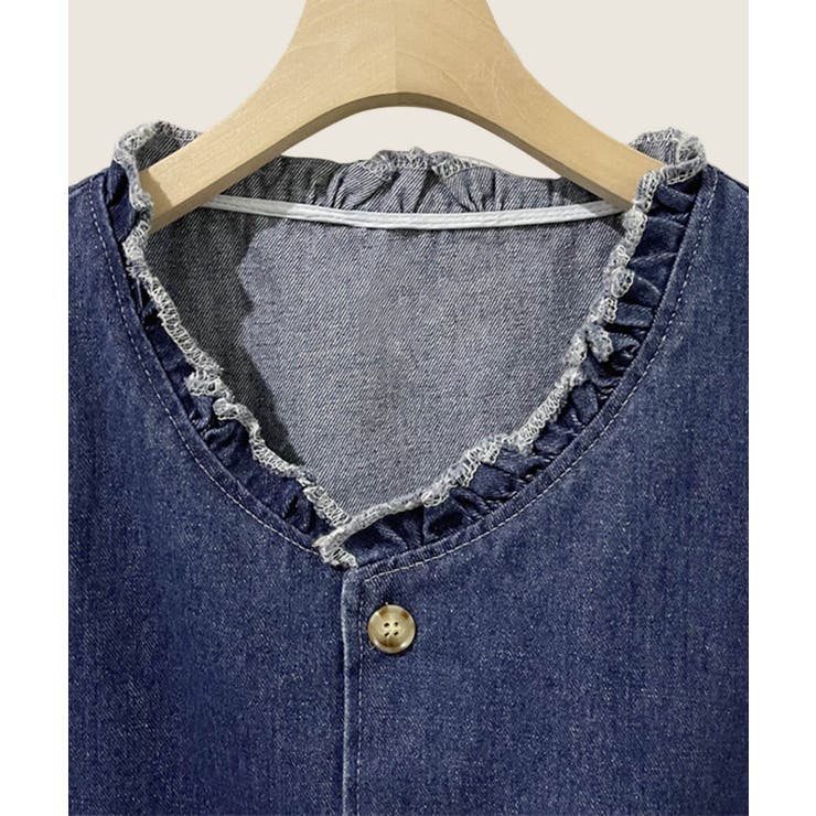 フリルデニムベスト | aimoha  | 詳細画像4 