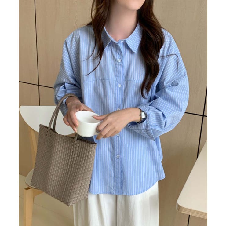 ストライプ切替コットンシャツ | aimoha  | 詳細画像1 