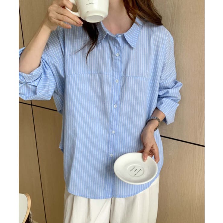 ストライプ切替コットンシャツ | aimoha  | 詳細画像2 