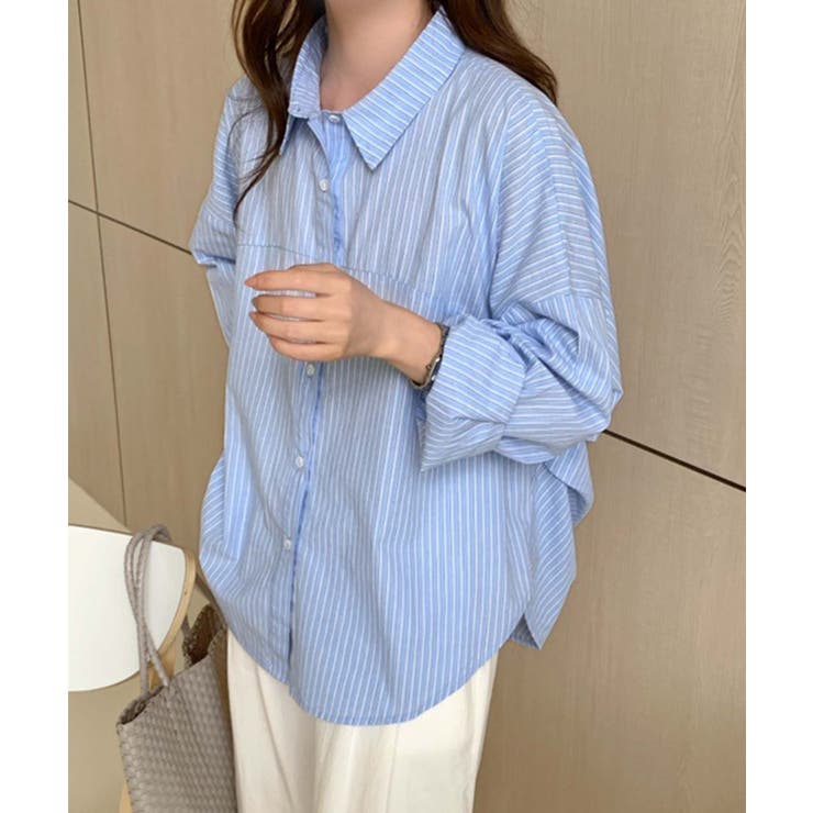 ストライプ切替コットンシャツ | aimoha  | 詳細画像3 