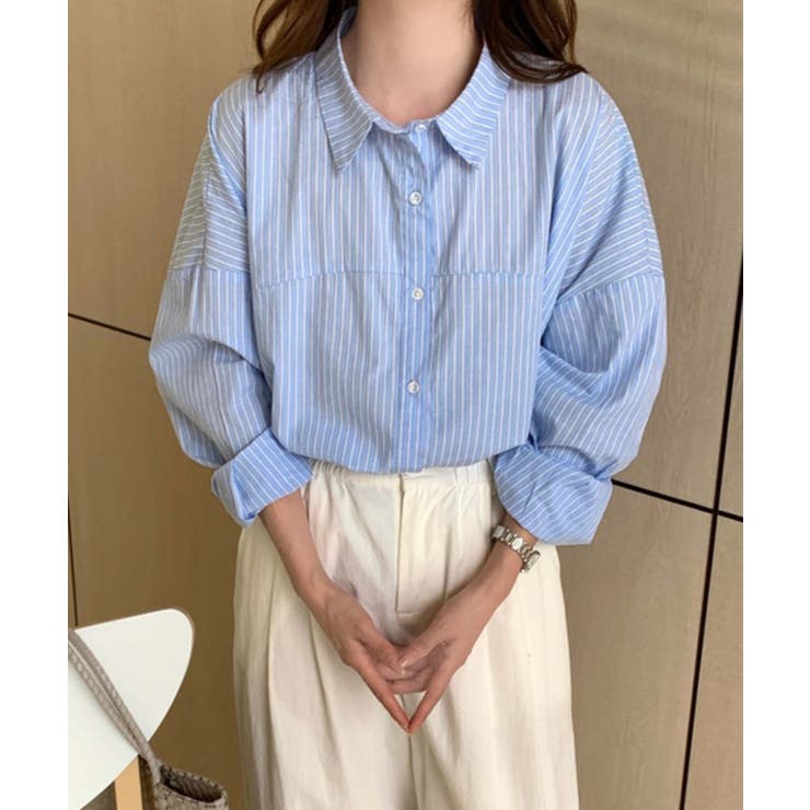 ストライプ切替コットンシャツ | aimoha  | 詳細画像4 