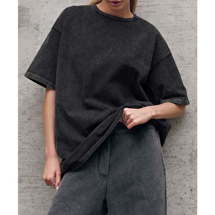 ブラック | ヴィンテージライクルーズTシャツ | aimoha 