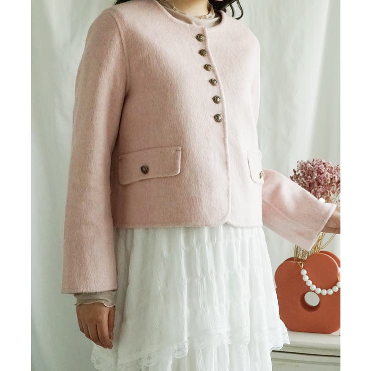 ウール襟なしショートジャケット【AW】 | aimoha  | 詳細画像20 