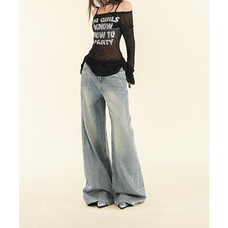 ヴィンテージウォッシュ ワイドデニムパンツ | aimoha  | 詳細画像13 