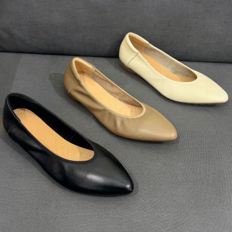 【Decade classic】シンプルポインテッドトゥレザーフラットシューズ | aimoha  | 詳細画像1 