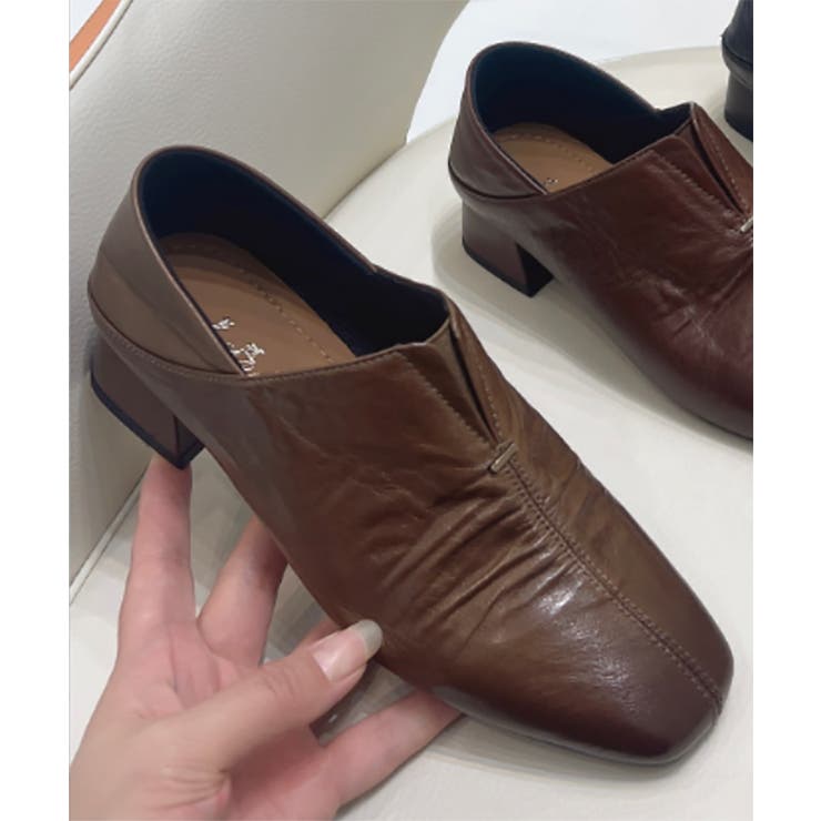 ブラウン | 【Decade classic】シンプルデザインレザーアンクルストラップヒールシ… | aimoha 