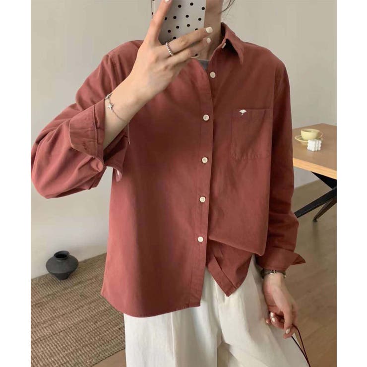 レンガ | ポケット付きオーバーカラーシャツ | aimoha 