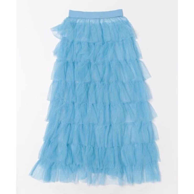 ブルー | ボリュームティアードシアーチュールスカート | aimoha 
