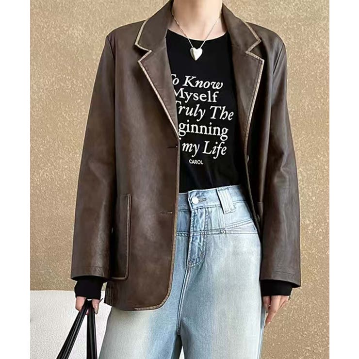 パイピングPUレザージャケット | aimoha  | 詳細画像11 