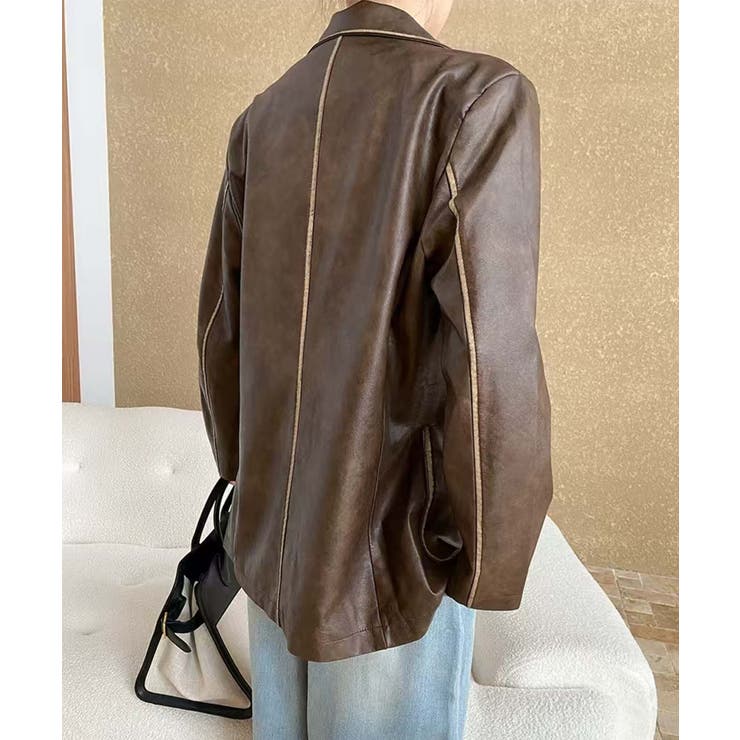 パイピングPUレザージャケット | aimoha  | 詳細画像19 