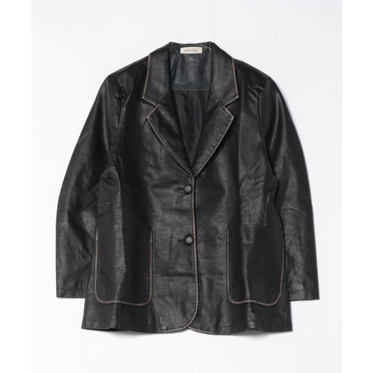 パイピングPUレザージャケット | aimoha  | 詳細画像1 