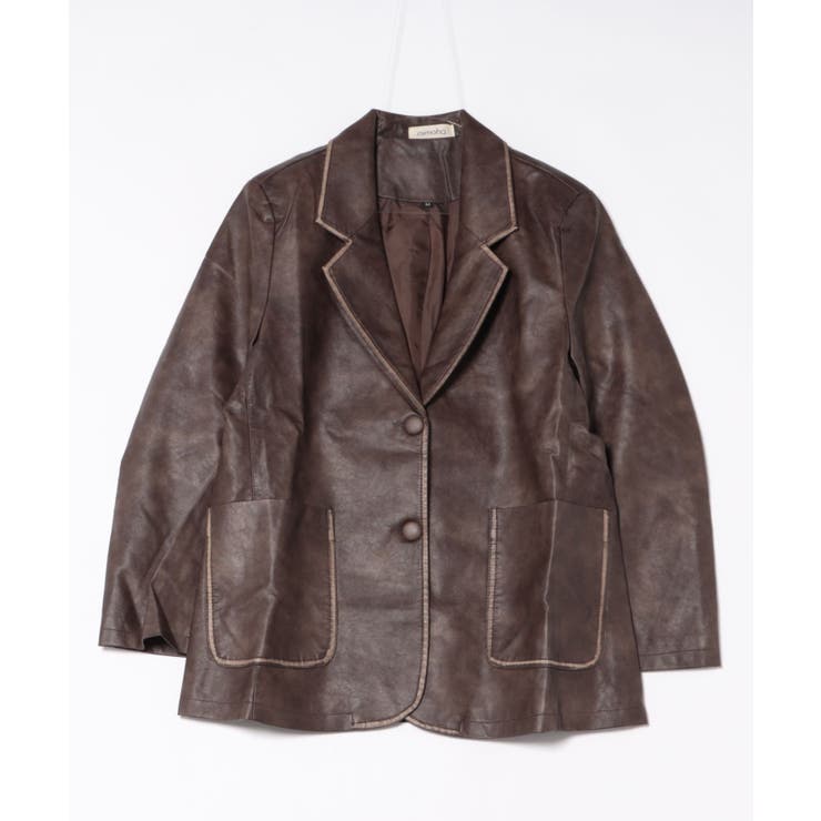 パイピングPUレザージャケット | aimoha  | 詳細画像2 