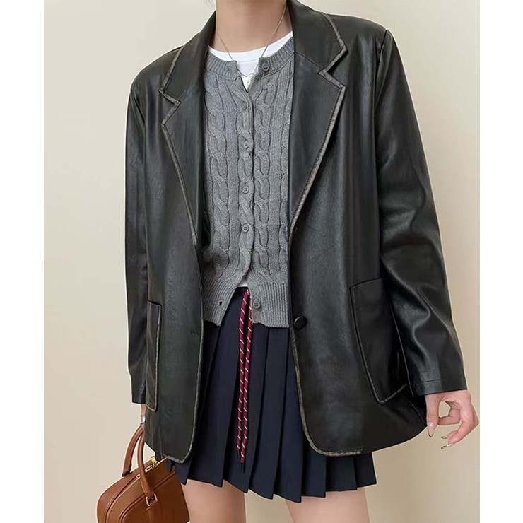 パイピングPUレザージャケット | aimoha  | 詳細画像6 