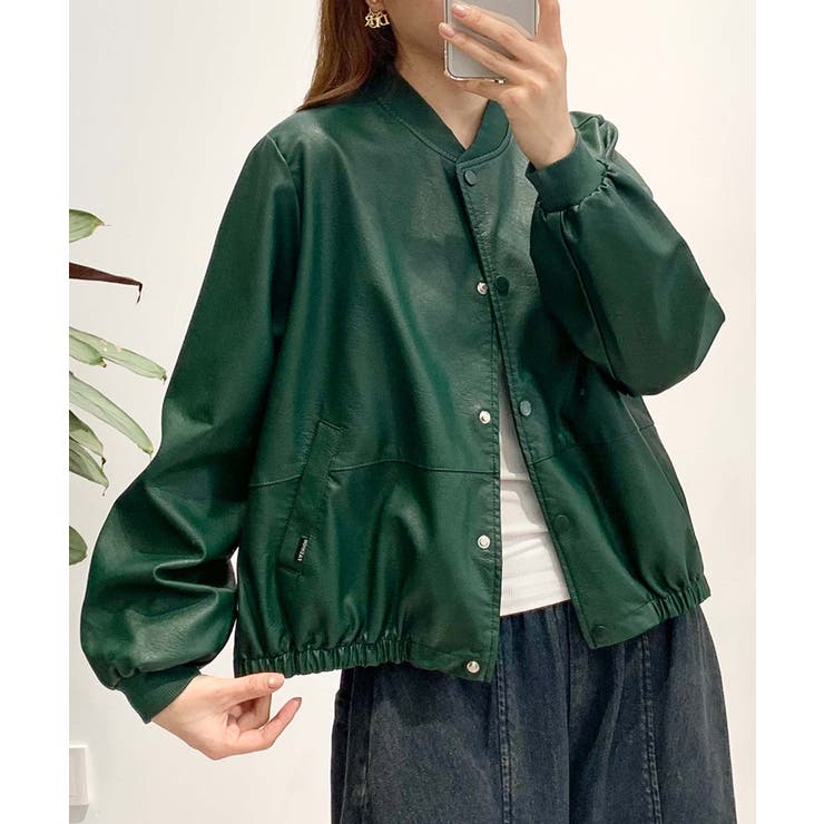 グリーン | PUマットボマージャケット | aimoha 