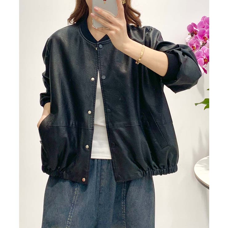 ブラック | PUマットボマージャケット | aimoha 