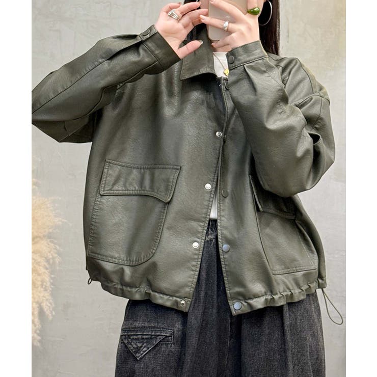 クラシックカラーデザインPUレザージャケット[品番：XT000012866