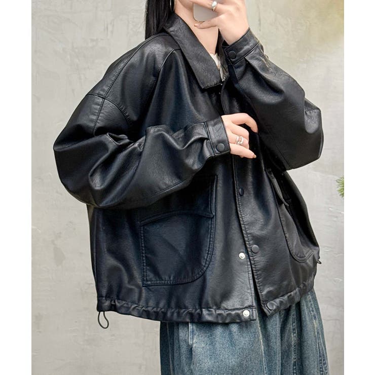 クラシックカラーデザインPUレザージャケット[品番：XT000012866