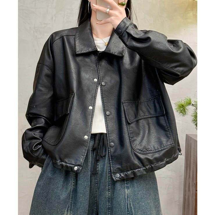 クラシックカラーデザインPUレザージャケット | aimoha  | 詳細画像9 