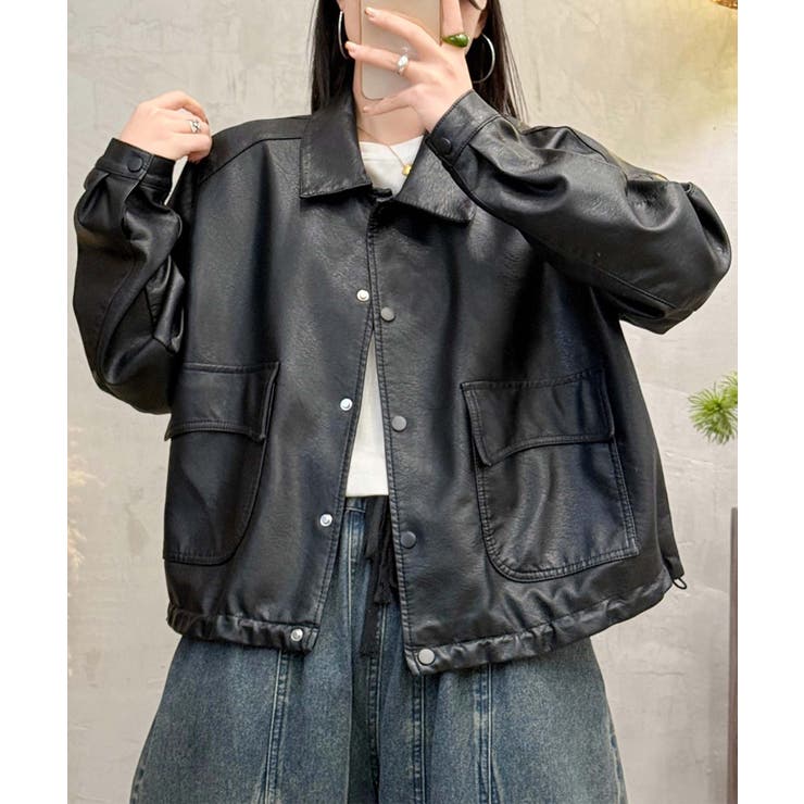 クラシックカラーデザインPUレザージャケット | aimoha  | 詳細画像11 