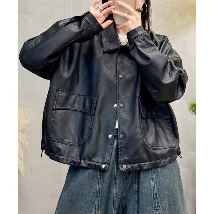 クラシックカラーデザインPUレザージャケット | aimoha  | 詳細画像12 