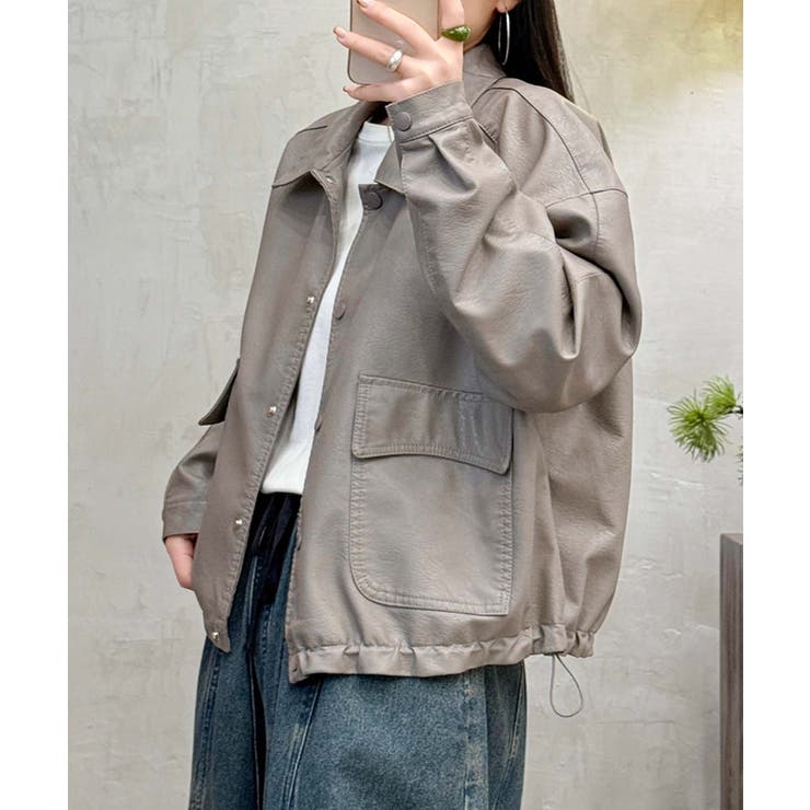 クラシックカラーデザインPUレザージャケット | aimoha  | 詳細画像1 