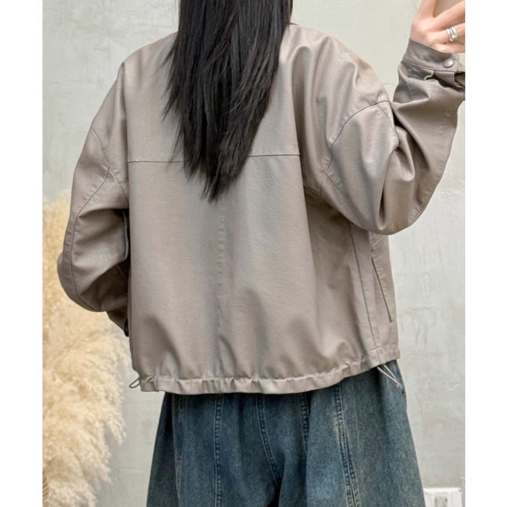 クラシックカラーデザインPUレザージャケット | aimoha  | 詳細画像3 