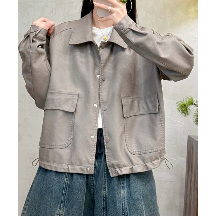 クラシックカラーデザインPUレザージャケット | aimoha  | 詳細画像4 