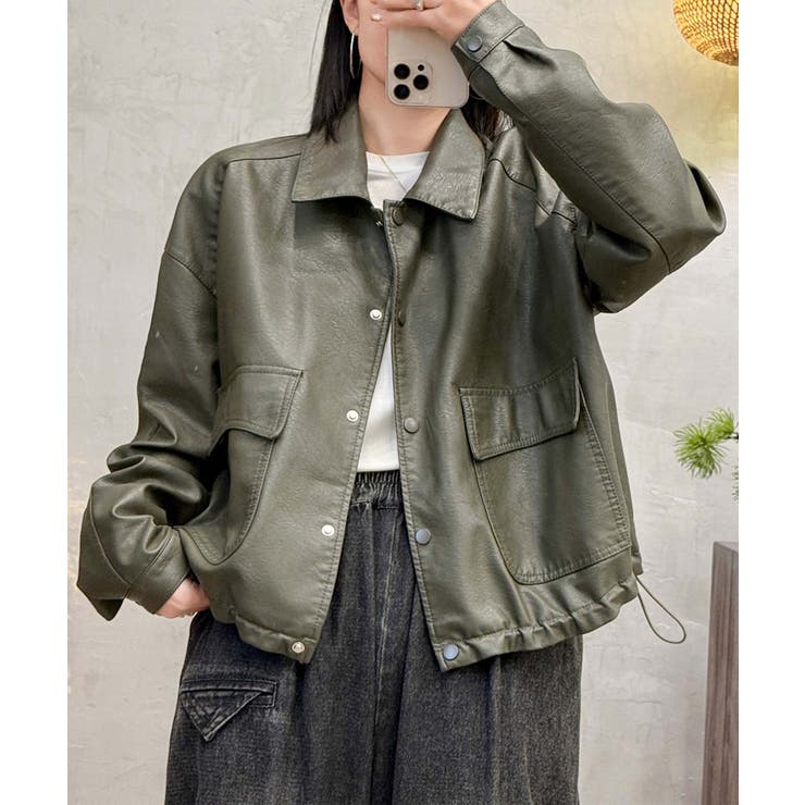 クラシックカラーデザインPUレザージャケット | aimoha  | 詳細画像5 