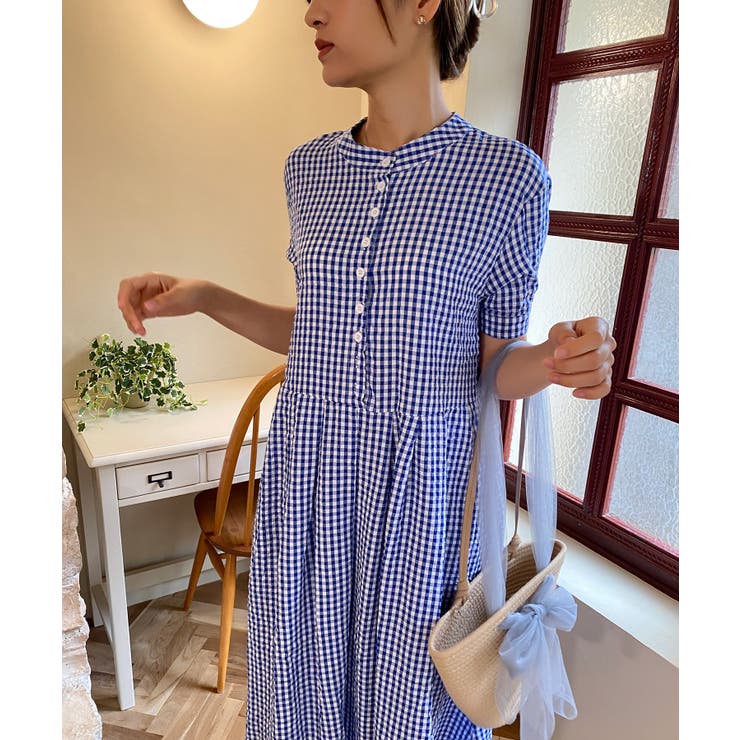 チェック柄ロングワンピース | aimoha  | 詳細画像3 