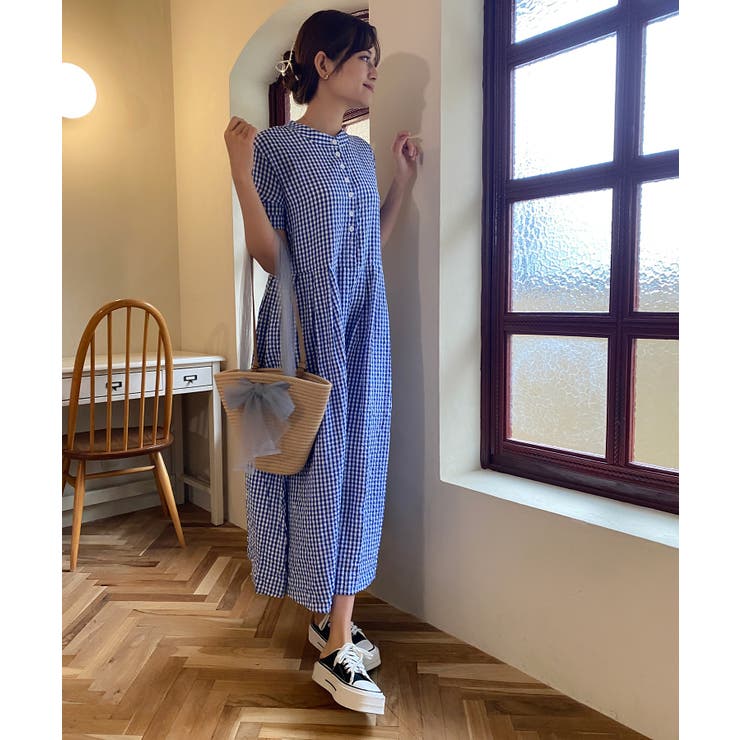 チェック柄ロングワンピース | aimoha  | 詳細画像5 