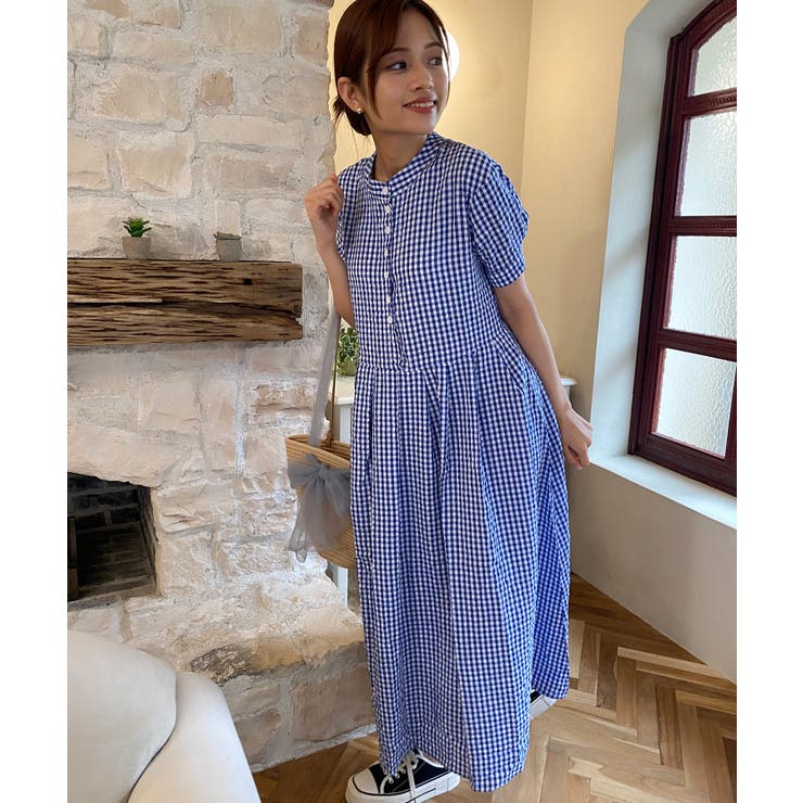 チェック柄ロングワンピース | aimoha  | 詳細画像6 