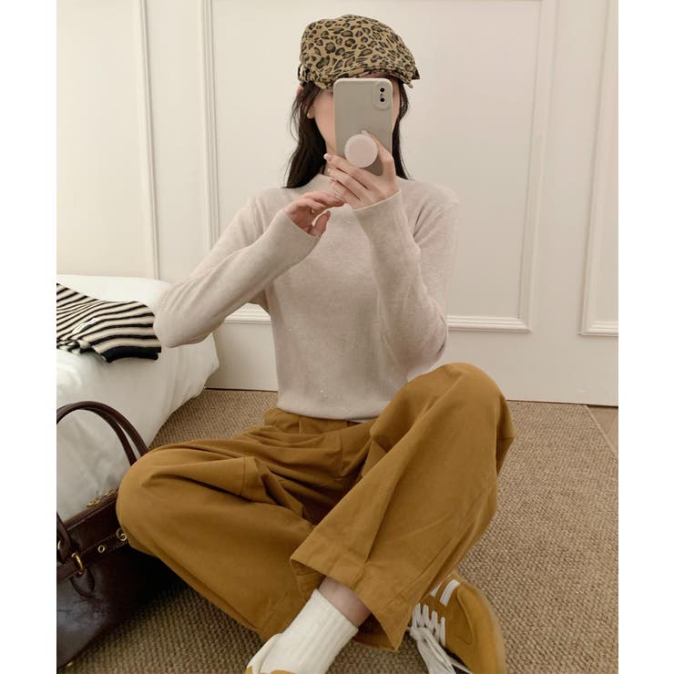 ベージュ | ベーシックカラーニットセーター【AW】 | aimoha 