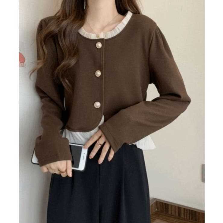 フリル付きボタンカーディガン | aimoha  | 詳細画像2 