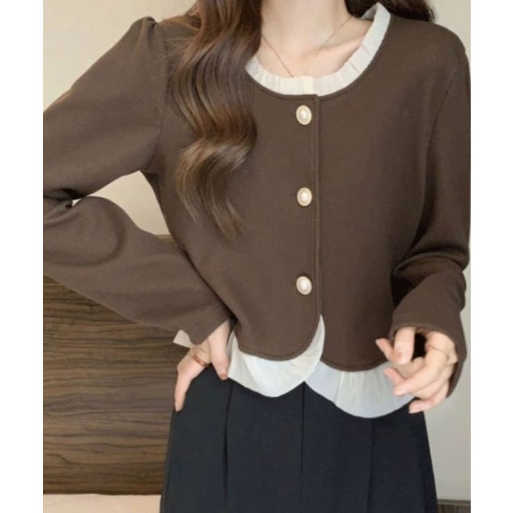 フリル付きボタンカーディガン | aimoha  | 詳細画像7 