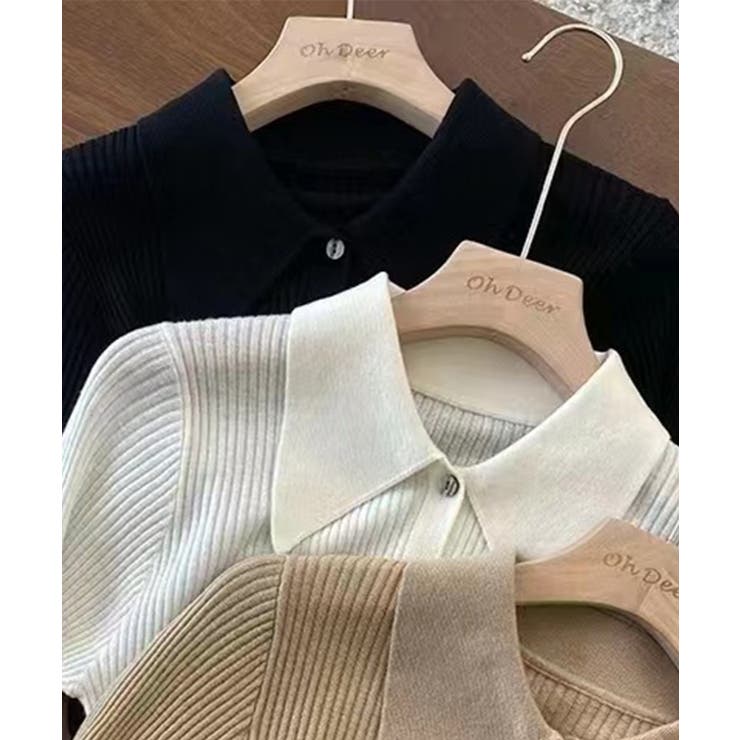 襟付きリブニットトップス | aimoha  | 詳細画像2 