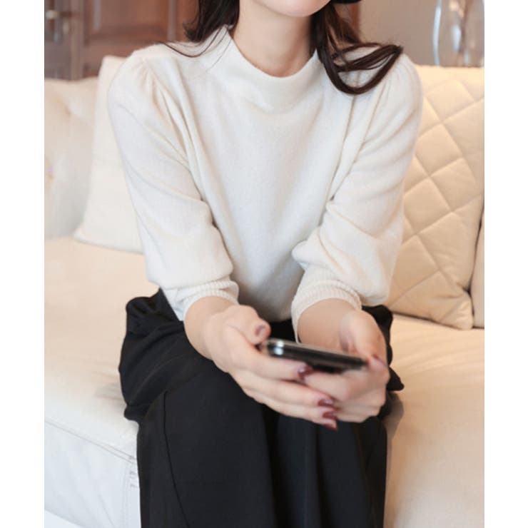 ホワイト | モックネックニット【AW】 | aimoha 