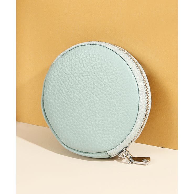 ライトブルー | 本革円形コインケース | aimoha 