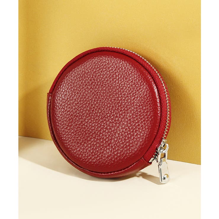 ワインレッド | 本革円形コインケース | aimoha 