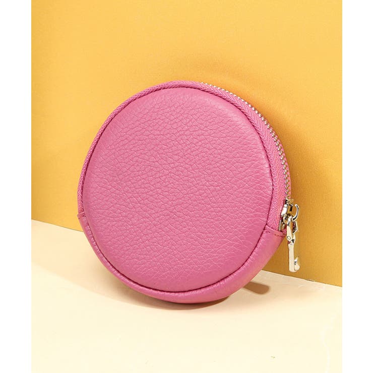 サーモンピンク | 本革円形コインケース | aimoha 