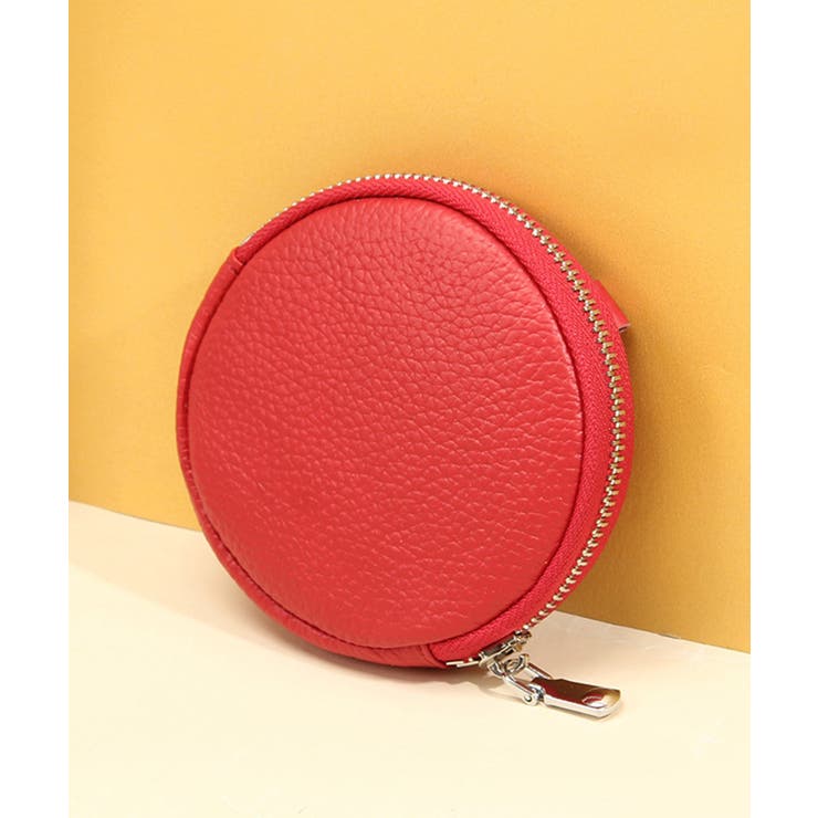 レッド2 | 本革円形コインケース | aimoha 