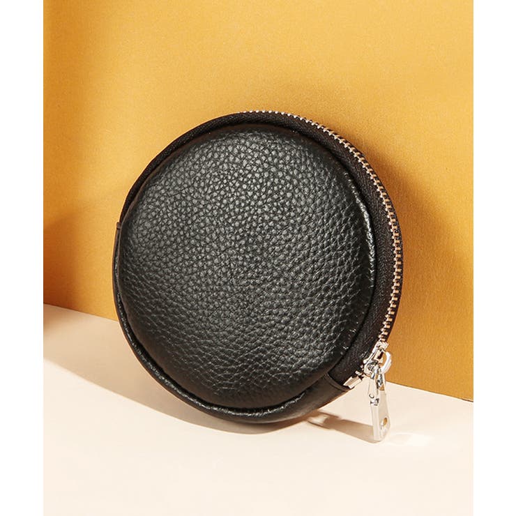 ブラック | 本革円形コインケース | aimoha 