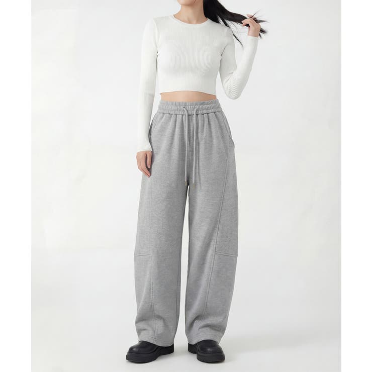 ライトグレー | イージーワイドパンツ スウェットパンツ ドロスト仕様 | aimoha 