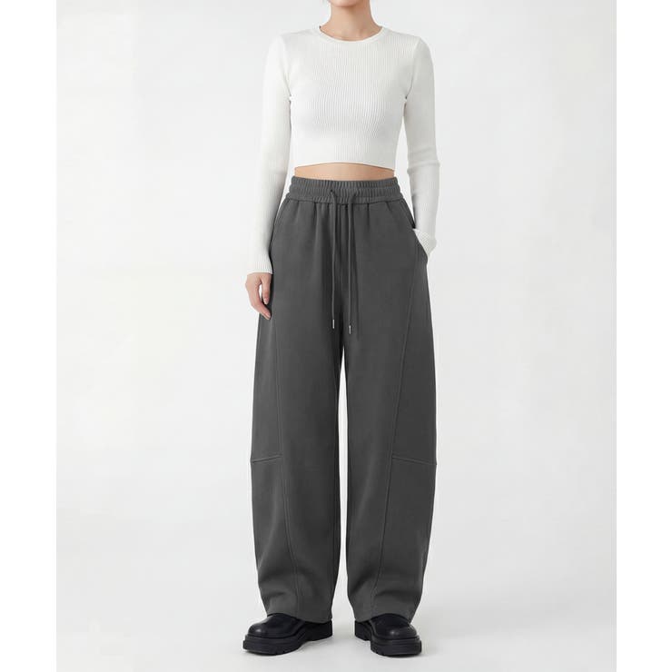 ダークグレー | イージーワイドパンツ スウェットパンツ ドロスト仕様 | aimoha 