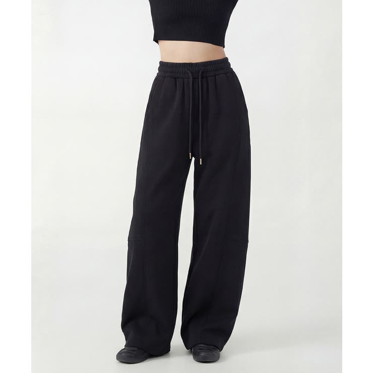 ブラック | イージーワイドパンツ スウェットパンツ ドロスト仕様 | aimoha 